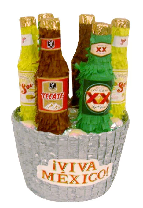 Viva Mexico Beer Basket Promotional Pinata
